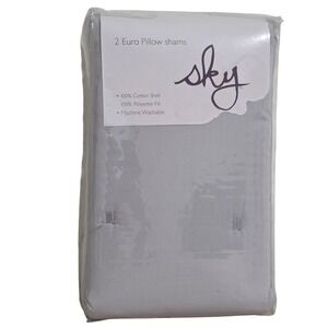 Sky Tufted Euro Pillow Shams Set of 2 Gray 100% Cotton 26x26  New